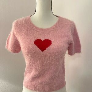 Super soft pink blouse with heart